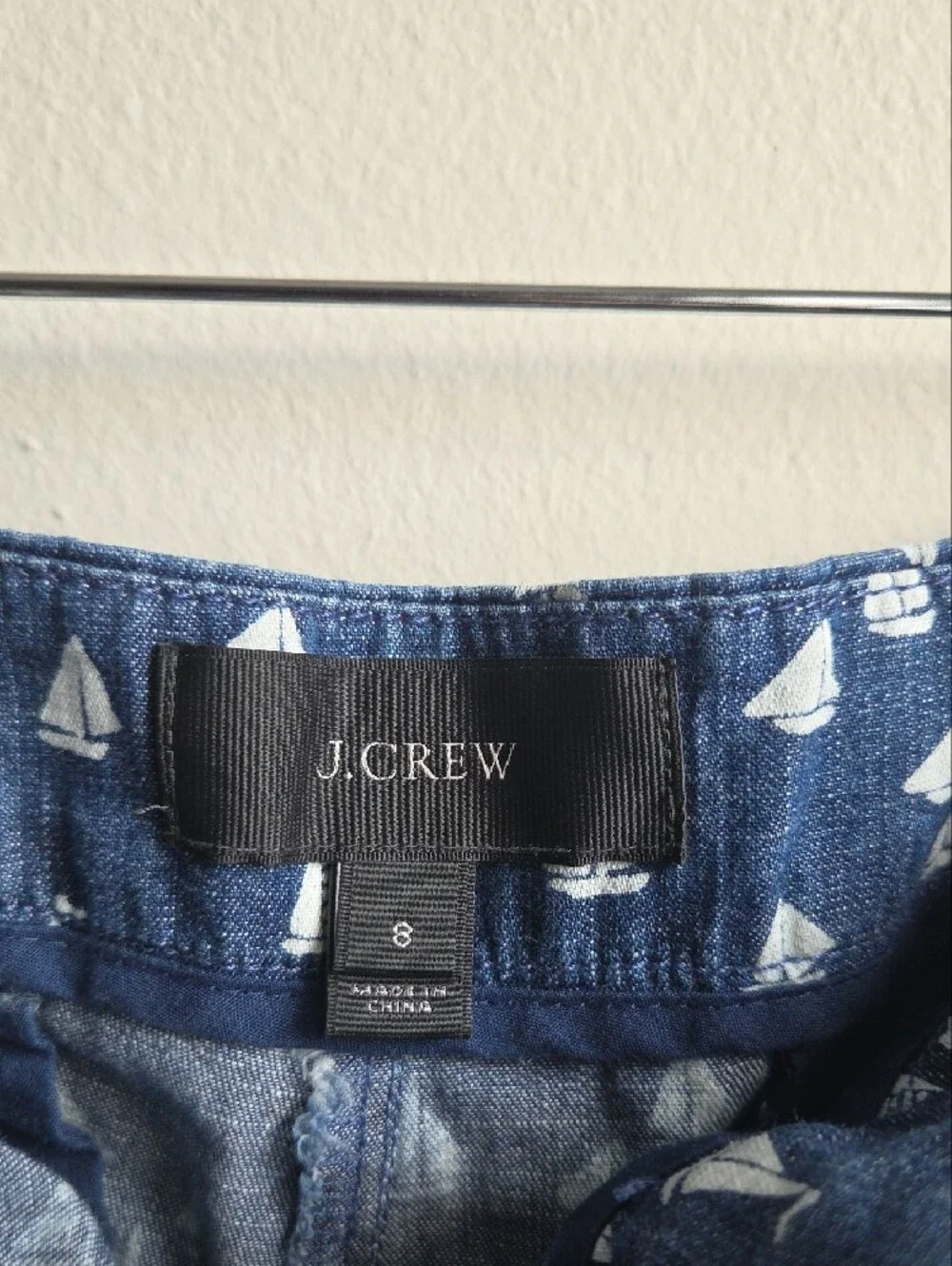 J. Crew Navy Blue Sailboat Print Jean Shorts - Picture 2 of 5